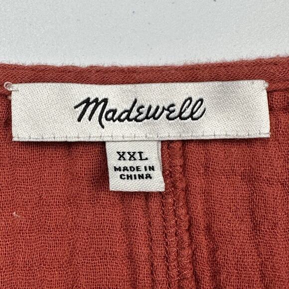 Madewell Top Womens XXL Rust Wrap Short Sleeve Gauze Boho Beach Preppy Resort - Picture 6 of 11